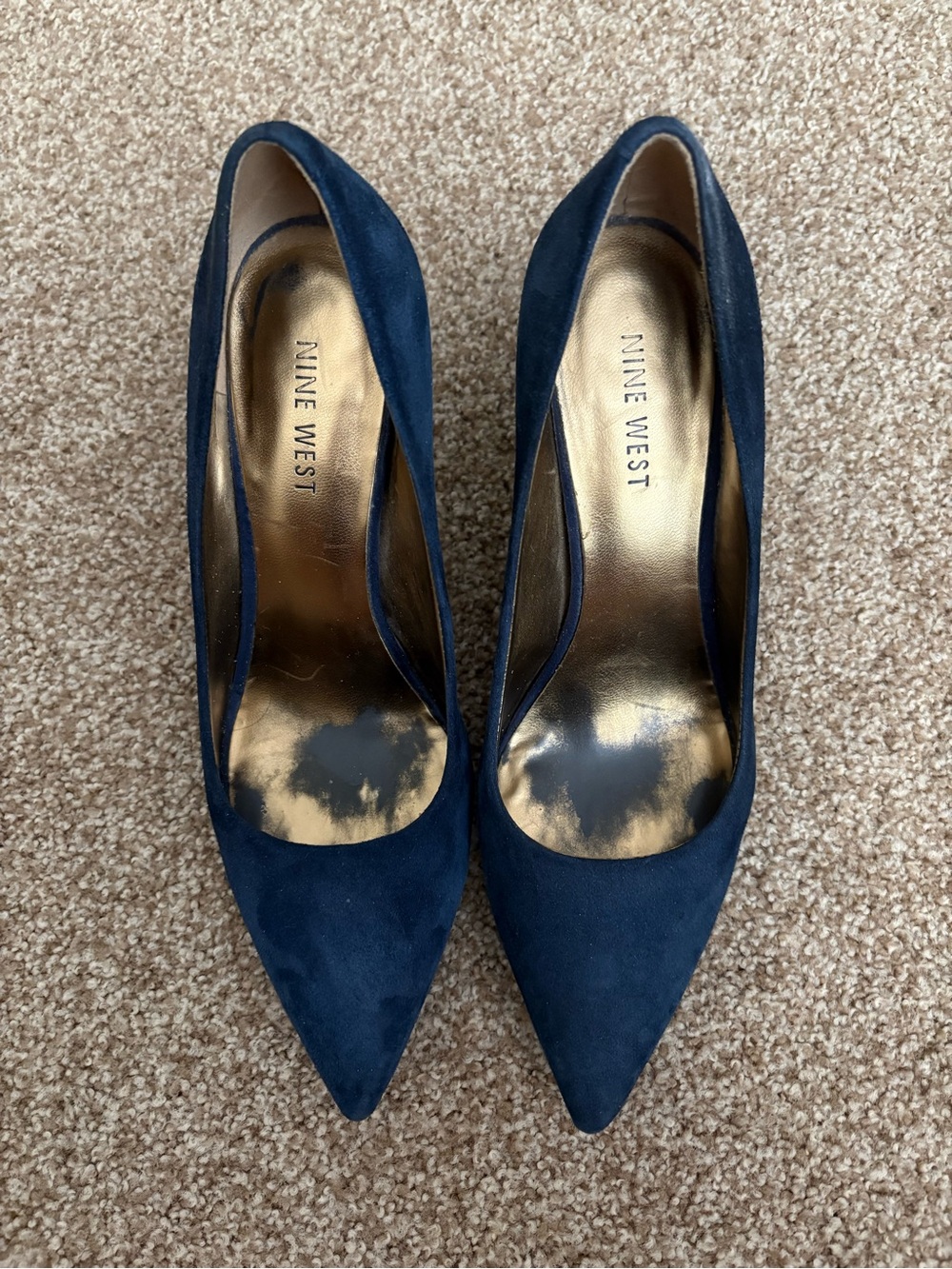 Nine West Navy Suede Pointed-Toe Pumps